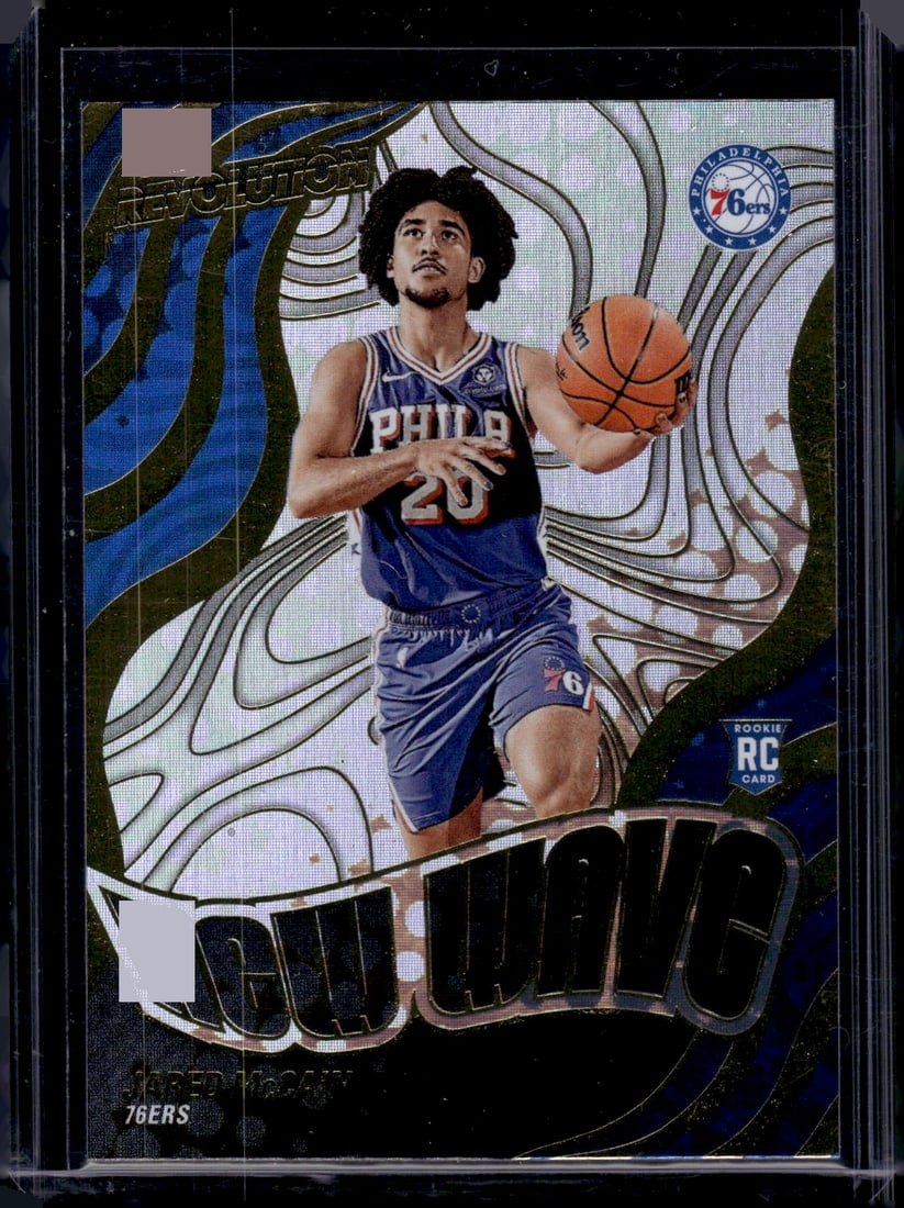 Jared McCain Rookie Card New Wave 2024-25 Panini Revolution #14 76ers: Panini Select, Prizm, Mosaic, Contenders, Revolution, Phoenix, NBA Hoops, Rookie NFL Sports Trading Cards, Silver, SP, SSP, Wave Prizms, Numbered Cards, Basketball sports Cards for Sale Near Me, NBA C