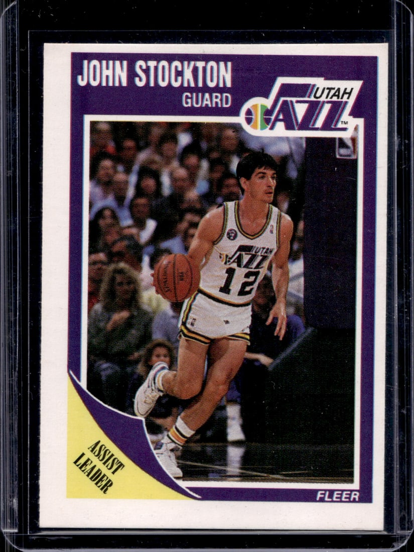 John Stockton 1989-90 Fleer #156 Utah Jazz: Fleer Vintage Basketball NBA Trading & Sports Cards, NBA Championship & Hall of Fame Player Cards, Valuable Auction Memorabilia Lots Sold On Line, Old Sports Cards for Sale Near Me