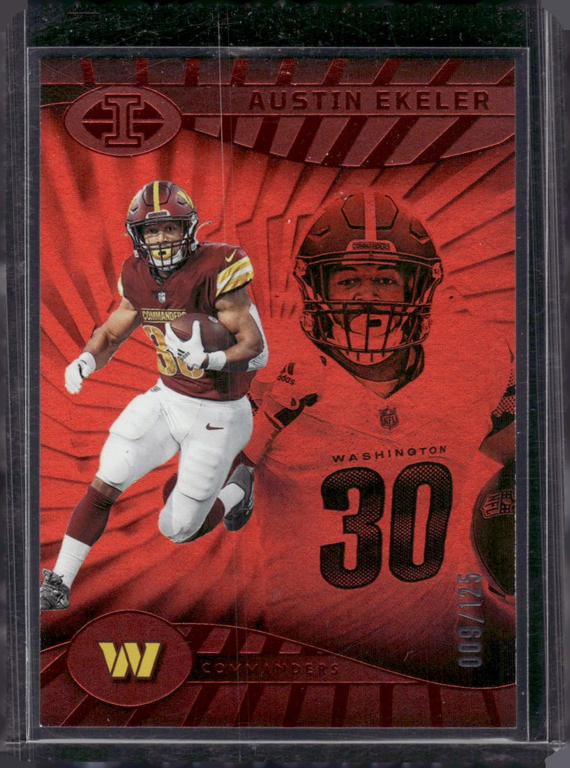 Austin Ekeler Ruby /125 2024 Illusions #92 Commanders Football Card: Panini Select, Prizm, Mosaic, Contenders, Zenith, Phoenix, Illusions, Absolute, Rookie NFL Sports Trading Cards, SP, SSP, Cards, Football Cards for Sale Near Me, Superbowl & Hall of Fame Player Cards,