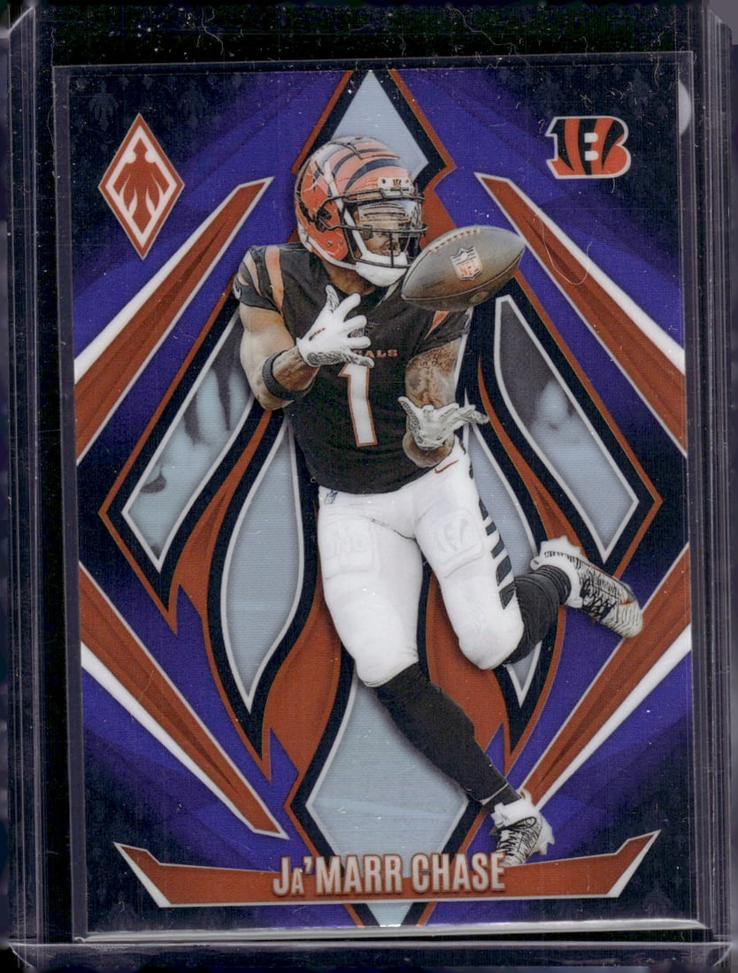 Ja'Marr Chase Purple Fade 2024 Phoenix #72 Bengals Football Card: Panini Select, Prizm, Mosaic, Contenders, Zenith, Phoenix, Illusions, Absolute, Rookie NFL Sports Trading Cards, SP, SSP, Cards, Football Cards for Sale Near Me, Superbowl & Hall of Fame Player Cards,