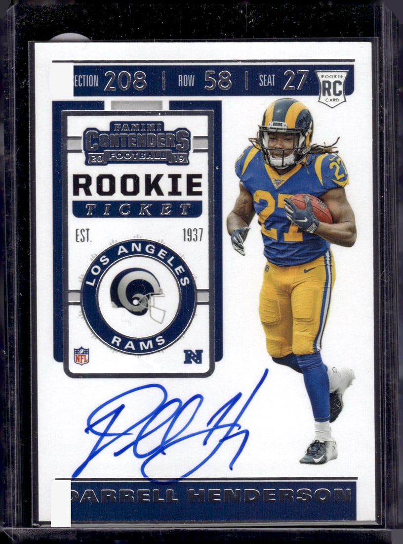 Darrell Henderson Rookie Ticket Auto 2019 Contenders #125 LA Rams Football Card (1 of 2)