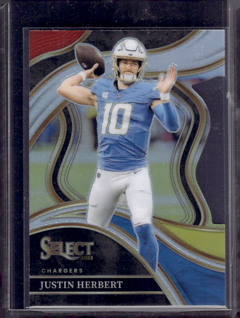 Justin Herbert Red/Yellow Prizm Club Level Die Cut 2023 Select #248 Chargers: Panini Select, Prizm, Mosaic, Contenders, Zenith, Phoenix, Illusions, Absolute, Rookie NFL Sports Trading Cards, SP, SSP, Cards, Football Cards for Sale Near Me, Superbowl & Hall of Fame Player Cards,