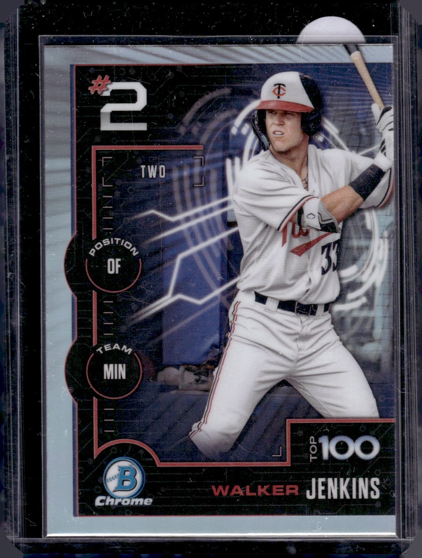 Walker Jenkins Top 100 Prospects 2025 Bowman Chrome #BTP-2 Minnesota Twins: Bowman Baseball MLB Trading & Sports Cards, Sports Cards for Sale Near Me, World Series & Hall of Fame Players, SP, SSP, Chrome, 1st Bowman, Auction Memorabilia Lots Sold On Line