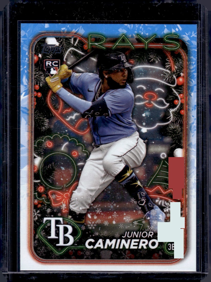 Junior Caminero Rookie Card 2024 Topps Holiday #H25 Tampa Bay Rays Baseball Card (1 of 2)