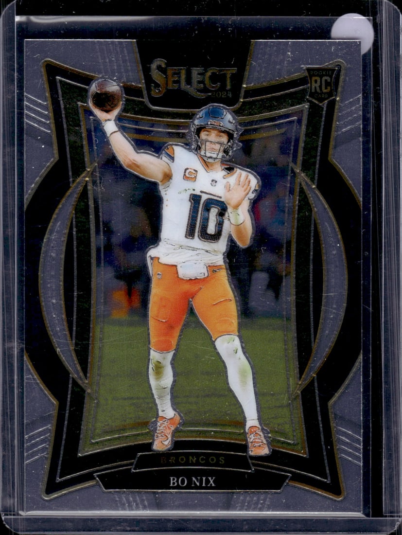 Bo Nix Rookie Card 2024 Select #30 Denver Broncos: Panini Select, Prizm, Mosaic, Contenders, Zenith, Phoenix, Illusions, Absolute, Rookie NFL Sports Trading Cards, SP, SSP, Cards, Football Cards for Sale Near Me, Superbowl & Hall of Fame Player Cards,