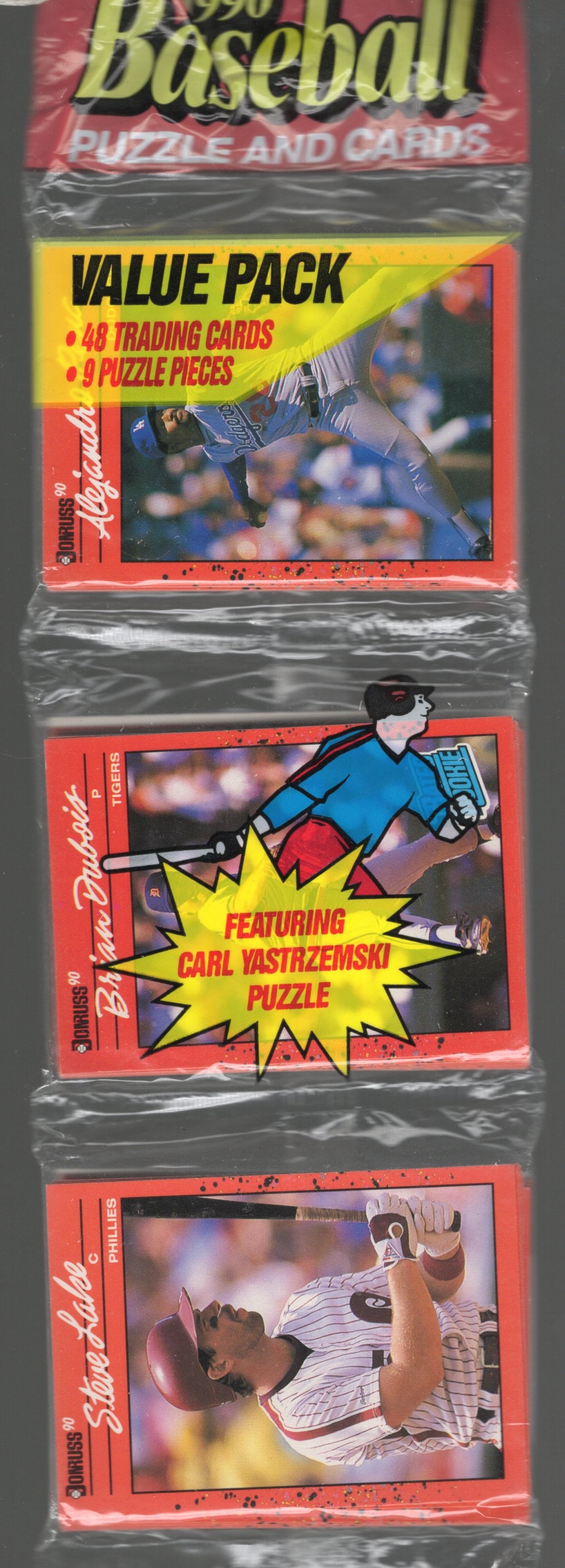 1990 Donruss Series 1 RACK PACK Vintage Baseball Card Factory Sealed - You Get the Pack Shown: Vintage Valuable Donruss Baseball MLB Trading & Sports Cards, Robin Yount, George Brett, Rickey Henderson, Nolan Ryan, Old Sports Cards for Sale Near Me, World Series & hall of Fame Players, Auction M