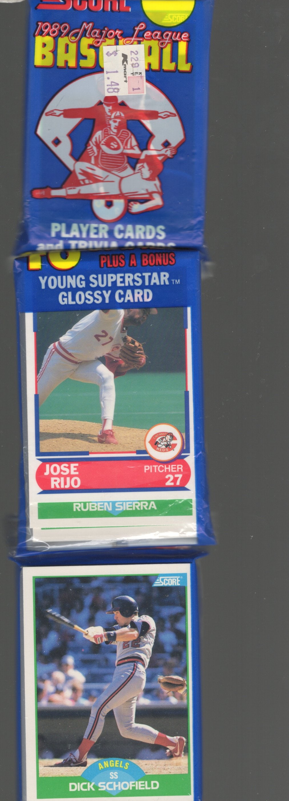 1989 Score Series 1 RACK PACK Vintage Baseball Card Factory Sealed - You Get the Pack Shown: Score Valuable Vintage Rookie Baseball MLB Trading Cards, Old Sports Cards for Sale Near Me, Rookie Cards In this Set Are Randy Johnson, Edgar Martinez, Craig Biggio, John Smoltz, Gary Sheffield, Worl