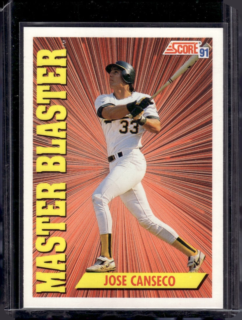 Jose Canseco Master Blaster 1991 Score #690: Score Vintage Baseball MLB Trading & Sports Cards, Old Sports Cards for Sale Near Me, Auction Memorabilia Lots for Sale On Line, World Series & Hall of Fame Players