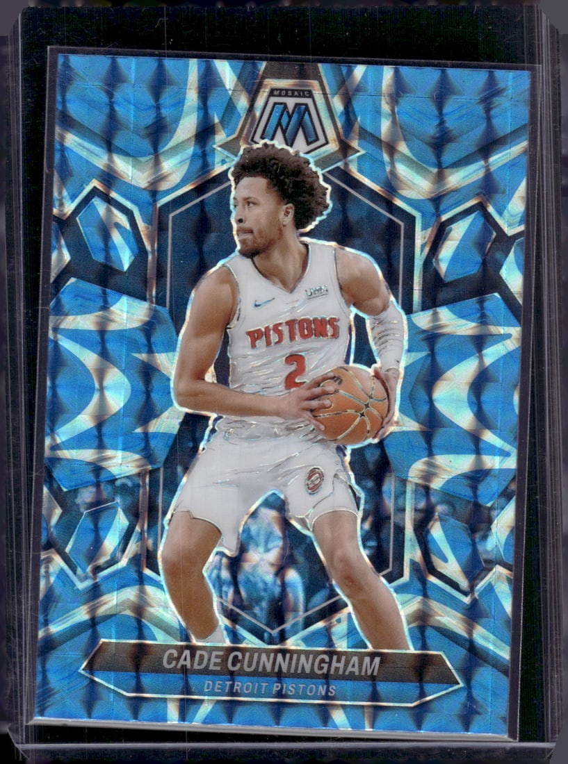 Cade Cunningham Blue Reactive Prizm 2023-24 Mosaic #81 Detroit Pistons: Panini Select, Prizm, Mosaic, Contenders, Revolution, Phoenix, NBA Hoops, Rookie NFL Sports Trading Cards, Silver, SP, SSP, Wave Prizms, Numbered Cards, Basketball sports Cards for Sale Near Me, NBA C