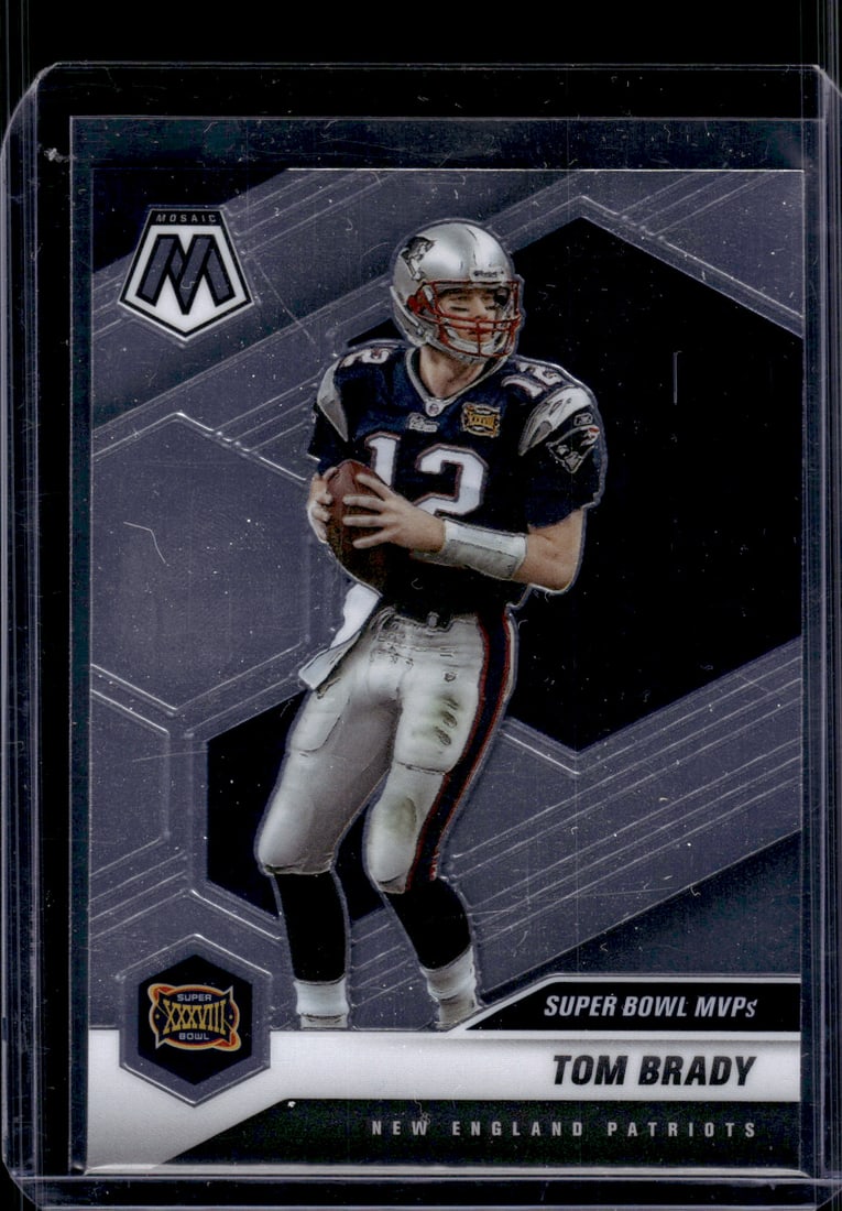 Tom Brady Super Bowl MVPs 2021 Panini Mosaic #282 New England Patriots: Panini Select, Prizm, Mosaic, Contenders, Zenith, Phoenix, Illusions, Absolute, Rookie NFL Sports Trading Cards, SP, SSP, Cards, Football Cards for Sale Near Me, Superbowl & Hall of Fame Player Cards,
