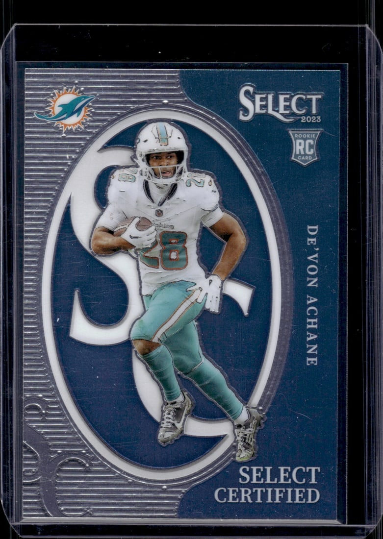 De'Von Achane Rookie Card Select Certified 2023 Select #CRO-DAC Miami Dolphins: Panini Select, Prizm, Mosaic, Contenders, Zenith, Phoenix, Illusions, Absolute, Rookie NFL Sports Trading Cards, SP, SSP, Cards, Football Cards for Sale Near Me, Superbowl & Hall of Fame Player Cards,