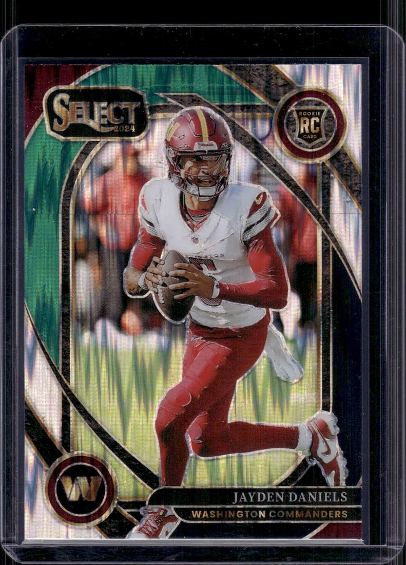 Jayden Daniels Rookie Card Green/Black Shock Prizm Club Level 2024 Select #217 Commanders: Panini Select, Prizm, Mosaic, Contenders, Zenith, Phoenix, Illusions, Absolute, Rookie NFL Sports Trading Cards, SP, SSP, Cards, Football Cards for Sale Near Me, Superbowl & Hall of Fame Player Cards,