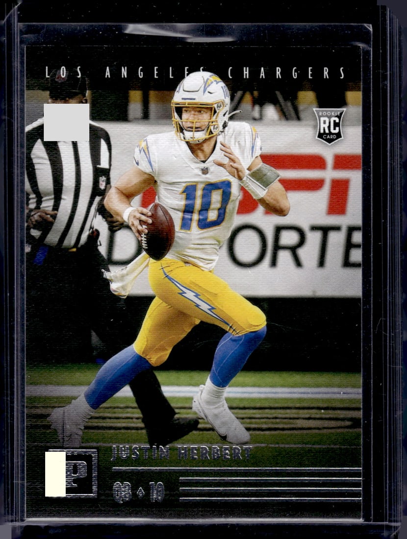Justin Herbert Rookie Card 2020 Panini Chronicles Panini #PA-3 Chargers Football Card (1 of 2)