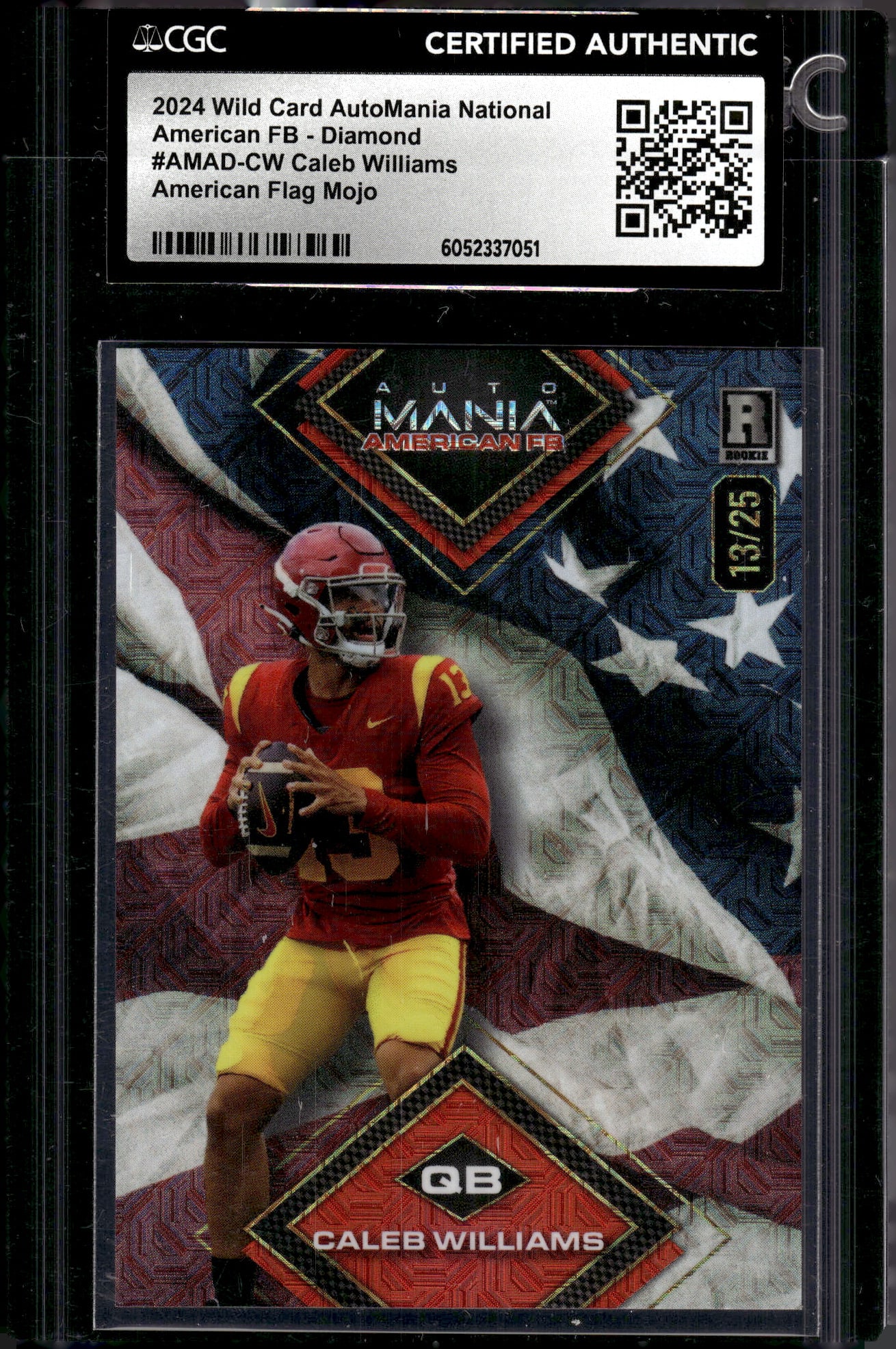 Caleb Williams American Flag Mojo /25 2024 Wild Card Auto Mania #AMAD-CW (1 of 2)