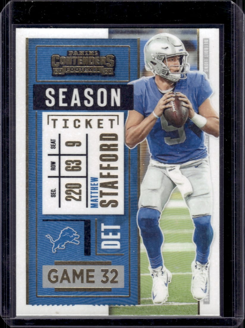 Matthew Stafford Stardust SP 2020 Panini Contenders #66 Detroit Lions: Panini Select, Prizm, Mosaic, Contenders, Zenith, Phoenix, Illusions, Absolute, Rookie NFL Sports Trading Cards, SP, SSP, Cards, Football Cards for Sale Near Me, Superbowl & Hall of Fame Player Cards,
