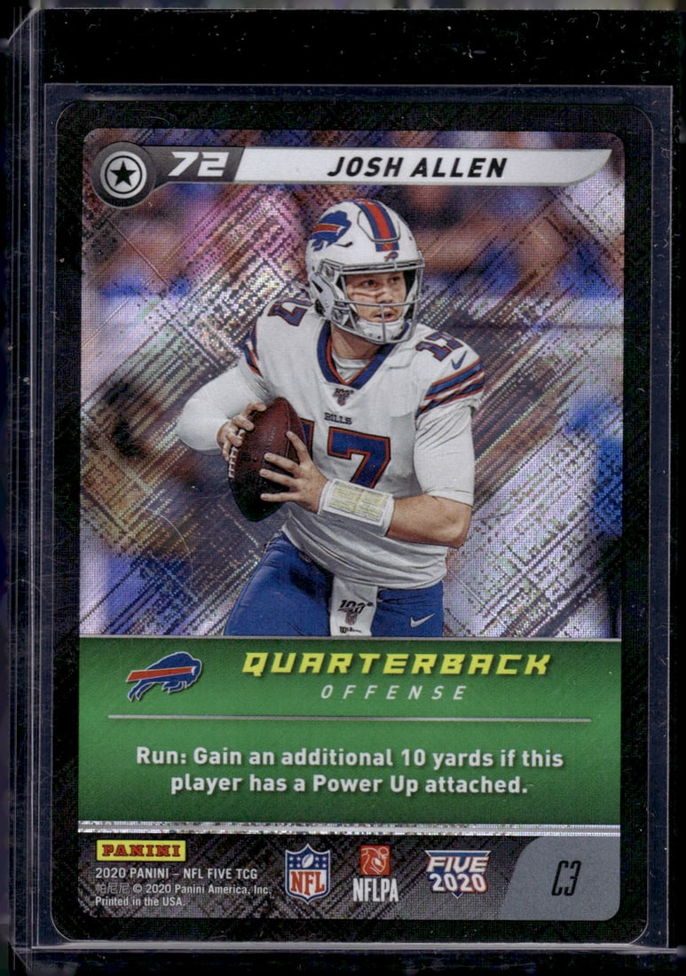 Josh Allen 2020 Panini NFL Five TCG Foil #C3 Buffalo Bills: Panini Select, Prizm, Mosaic, Contenders, Zenith, Phoenix, Illusions, Absolute, Rookie NFL Sports Trading Cards, SP, SSP, Cards, Football Cards for Sale Near Me, Superbowl & Hall of Fame Player Cards,