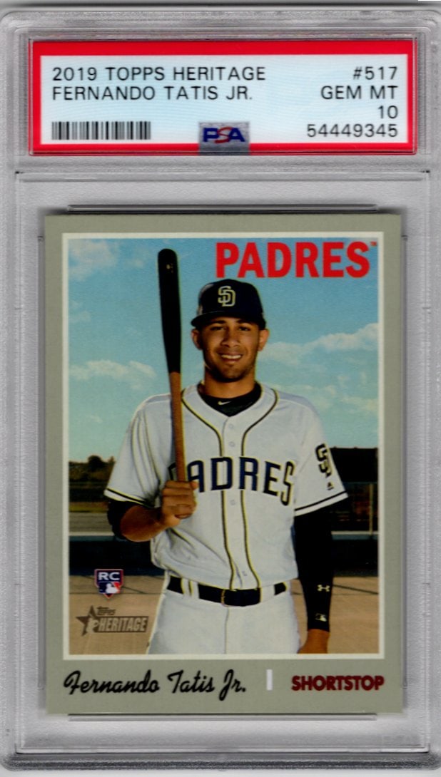Fernando Tatis Jr. Rookie Card 2019 Topps Heritage #517 PSA 10 San Diego Padres Baseball Card (1 of 2)
