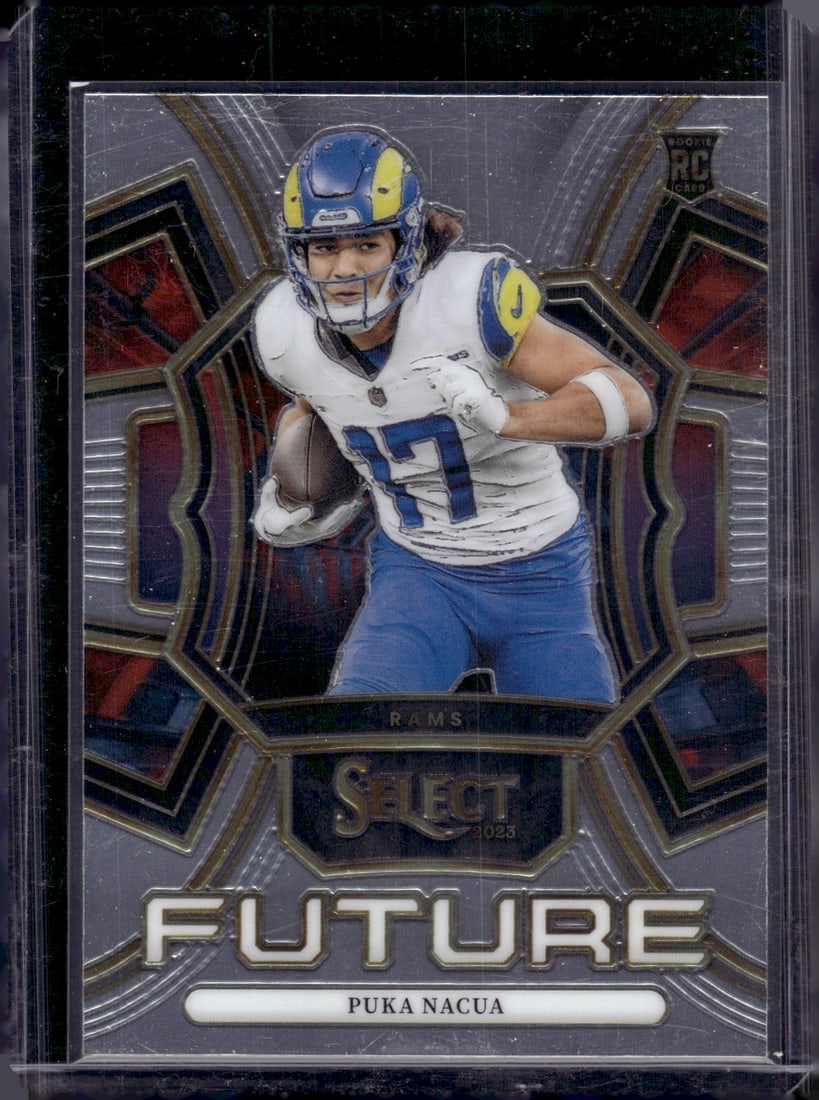 Puka Nacua Rookie Card Future 2023 Panini Select #FUT-PNA Los Angeles Rams: Panini Select, Prizm, Mosaic, Contenders, Zenith, Phoenix, Illusions, Absolute, Rookie NFL Sports Trading Cards, SP, SSP, Cards, Football Cards for Sale Near Me, Superbowl & Hall of Fame Player Cards,