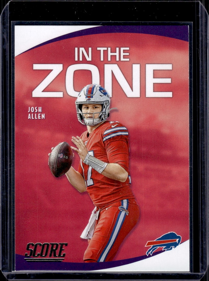 Josh Allen In the Zone Purple 2020 Panini Score #IZ-JA Buffalo Bills: Panini Select, Prizm, Mosaic, Contenders, Zenith, Phoenix, Illusions, Absolute, Rookie NFL Sports Trading Cards, SP, SSP, Cards, Football Cards for Sale Near Me, Superbowl & Hall of Fame Player Cards,