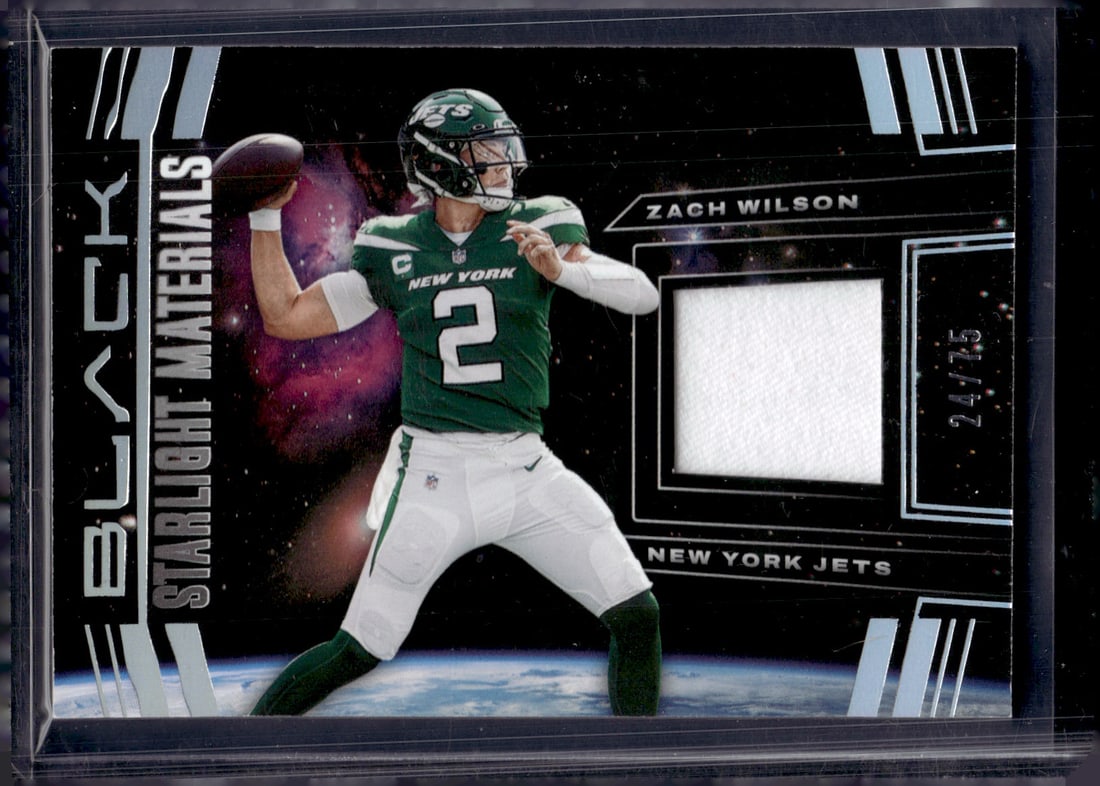 Zach Wilson Starlight Materials Patch /75 2022 Panini Black #SLM-ZWI New York Jets (1 of 2)