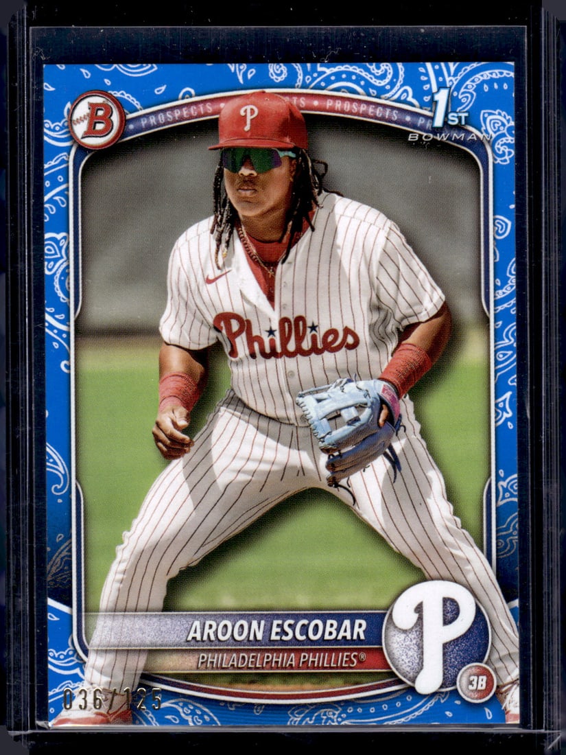 Aroon Escobar 1st Bowman Blue Pattern /125 2025 Bowman #BP-65 Philadelphia Phillies (1 of 2)