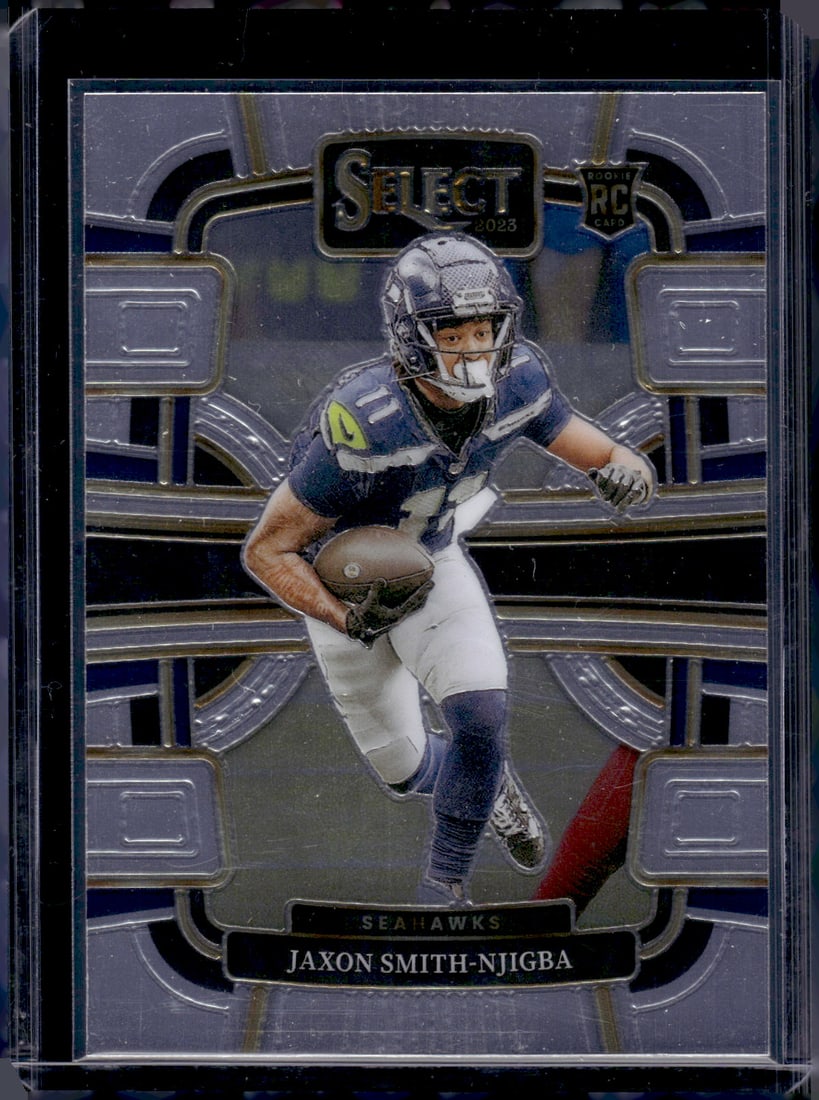 Jaxon Smith-Njigba Rookie Card 2023 Panini Select #87 Seattle Seahawks: Panini Select, Prizm, Mosaic, Contenders, Zenith, Phoenix, Illusions, Absolute, Rookie NFL Sports Trading Cards, SP, SSP, Cards, Football Cards for Sale Near Me, Superbowl & Hall of Fame Player Cards,