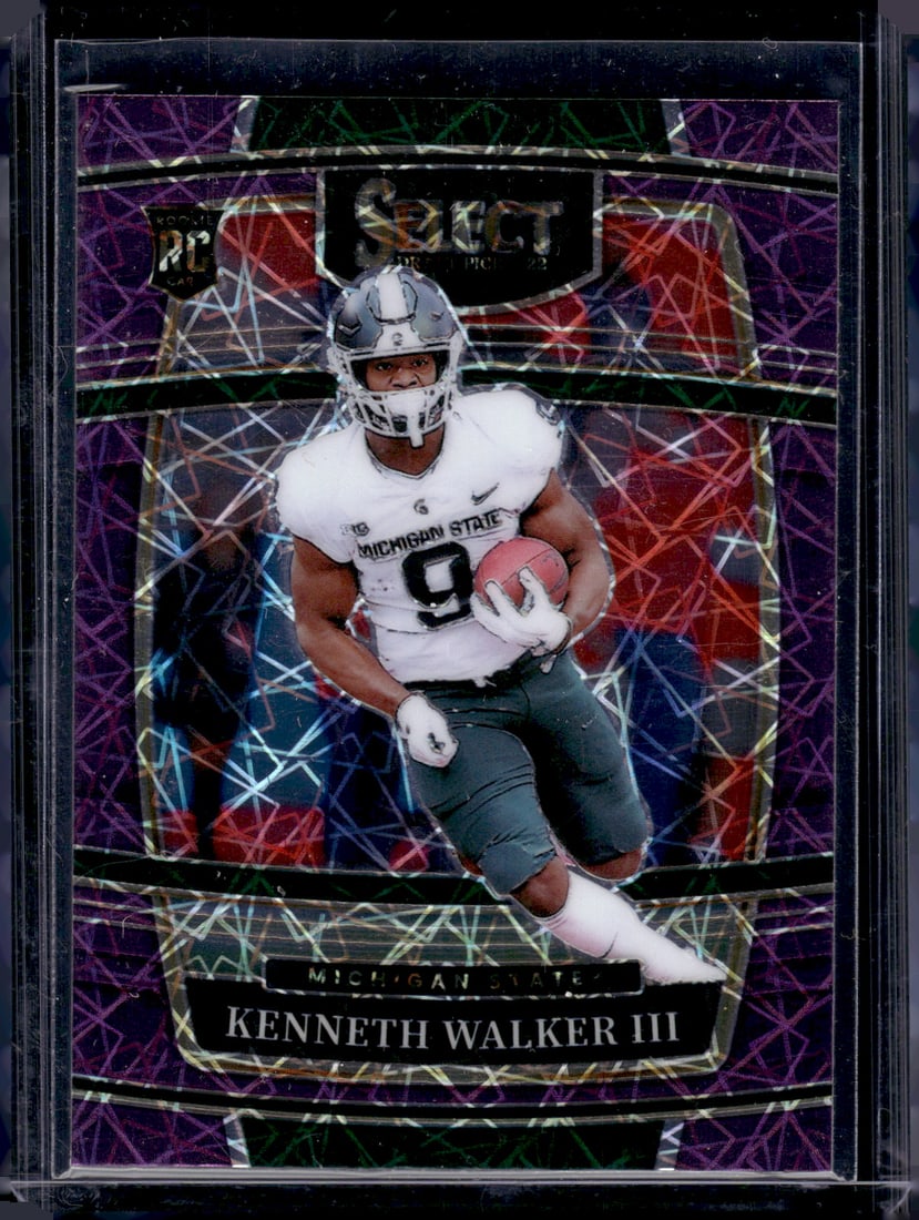 Kenneth Walker Rookie Card Purple Lazer 2022 Select Draft Picks #15 Michigan State (1 of 2)