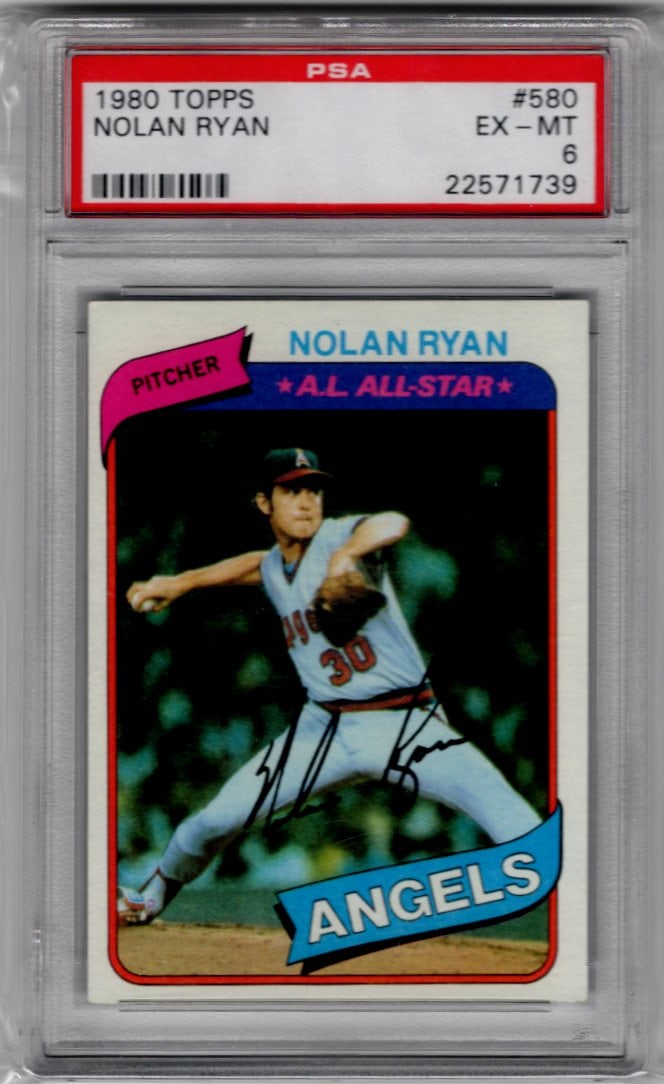 Nolan Ryan 1980 Topps #580 PSA 6 Angels Baseball Card (1 of 2)