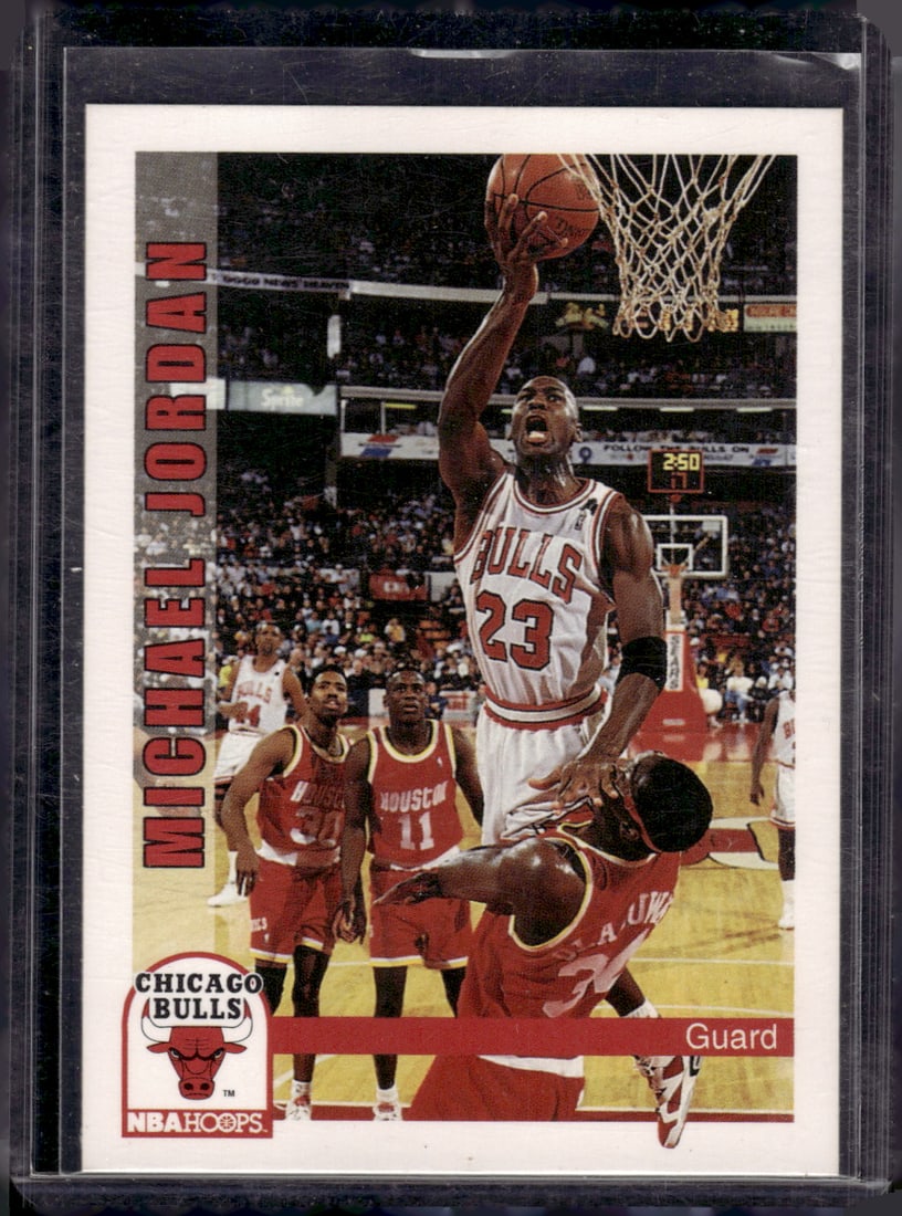 Michael Jordan 1992-93 NBA Hoops #30 Chicago Bulls: Panini Select, Prizm, Mosaic, Contenders, Revolution, Phoenix, NBA Hoops, Rookie NFL Sports Trading Cards, Silver, SP, SSP, Wave Prizms, Numbered Cards, Basketball sports Cards for Sale Near Me, NBA C
