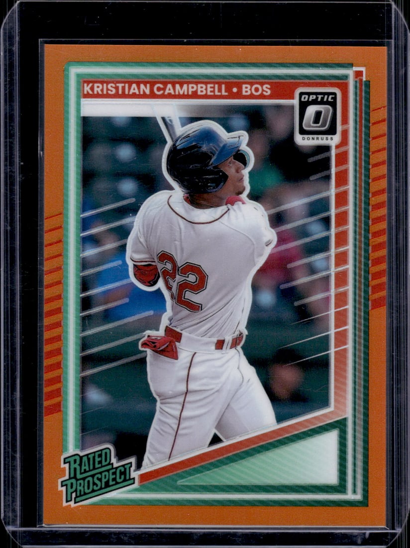 Kristian Campbell Rated Prospect Orange Prizm /199 2025 Donruss Optic #151 Red Sox: Donruss Baseball MLB Trading & Sports Cards, Sports Cards for Sale Near Me, Prizm, Mosaic, Select, SP, SSP, Auction Memorabilia Lots for Sale On Line, World Series & Hall of Fame Players, Diamond King
