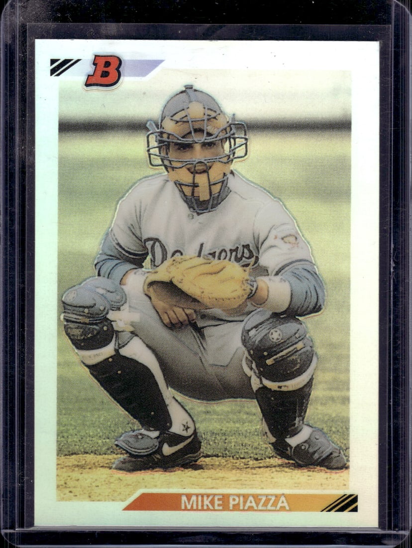 Mike Piazza Refractor Reprint 2022 Bowman Chrome #461 Dodgers Basebal Card (1 of 2)