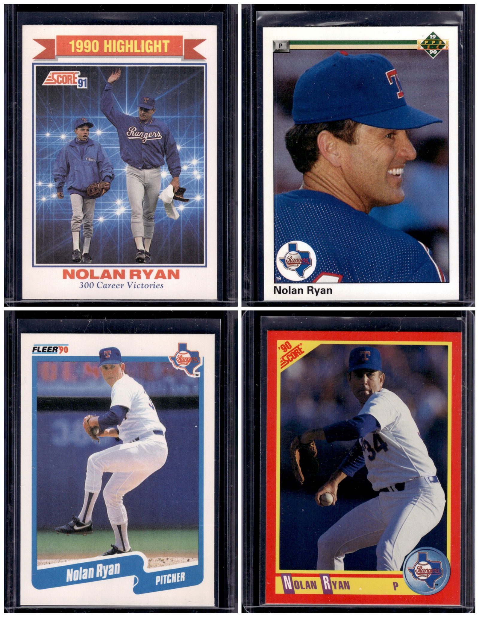Lot of 4 Early 1990s Nolan Ryan Baseball Cards All Different (1 of 1)