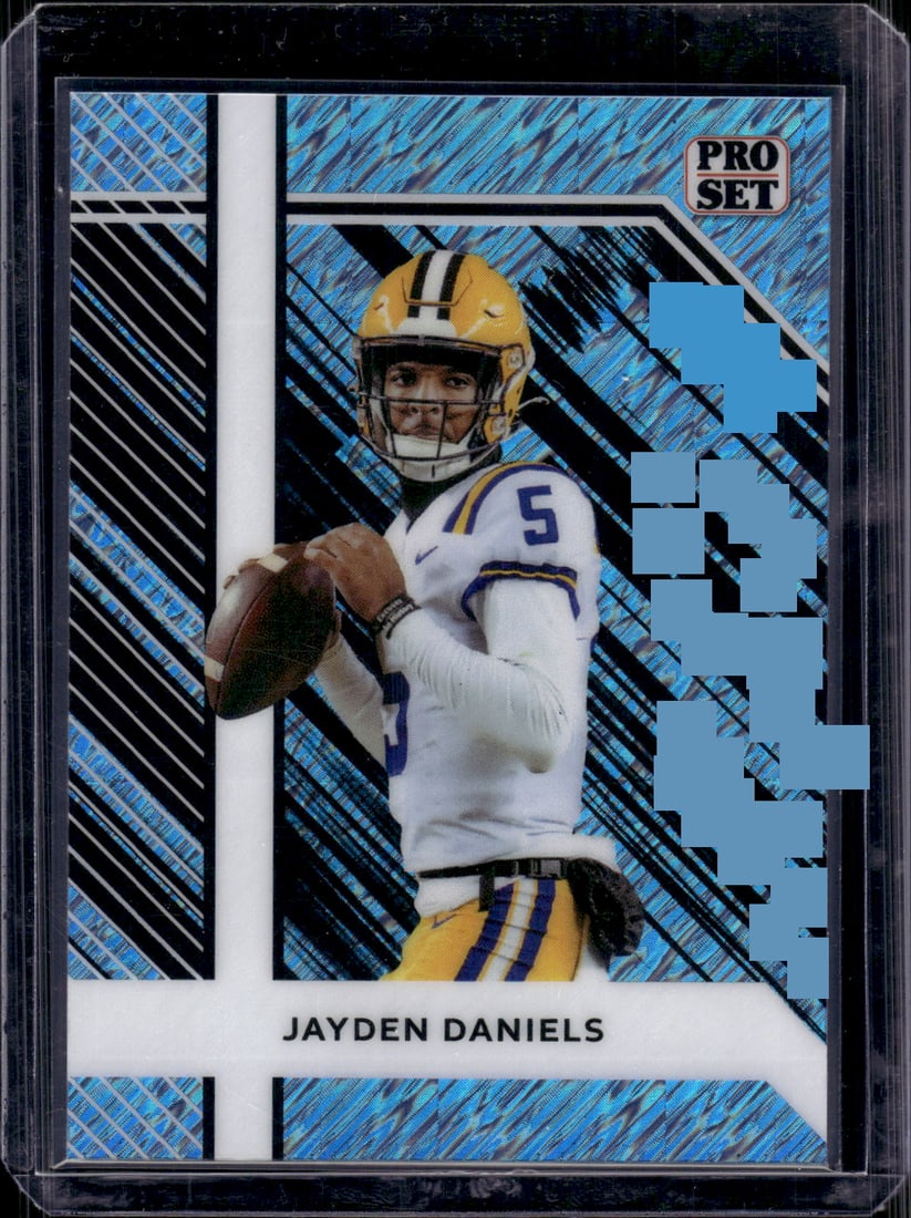 Jayden Daniels Blue Shimmer 2024 Leaf Pro Set Promo #PSB-3 LSU Tigers: Leaf, Vintage Football NFL Trading Cards, Old Sports Cards for Sale Near Me, Hall of Fame & Super Bowl Player Cards, Auction Memorabilia Lots for Sale on Line