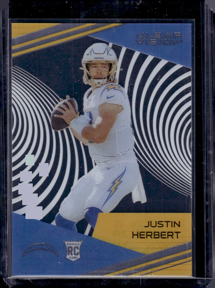 Justin Herbert Rookie Card Clear Vision 2020 Panini Chronicles #CV-3 Chargers (1 of 2)