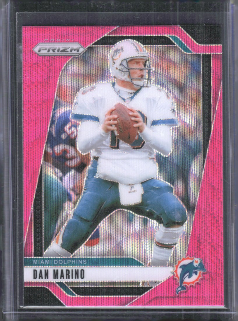 Dan Marino 2024 Panini Prizm Pink Wave Prizm #182, Football Sports Card, Hall of Fame QB: Panini Select, Prizm, Mosaic, Contenders, Zenith, Phoenix, Illusions, Absolute, Rookie NFL Sports Trading Cards, SP, SSP, Cards, Football Cards for Sale Near Me, Superbowl & Hall of Fame Player Cards,