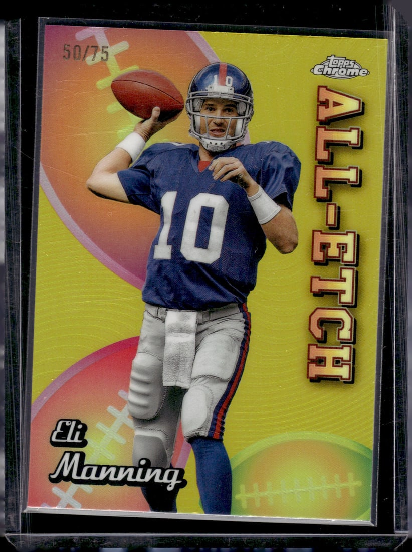 Eli Manning All-Etch Yellow Refractor /75 2024 Topps Chrome #CAE-EM New York Giants (1 of 2)