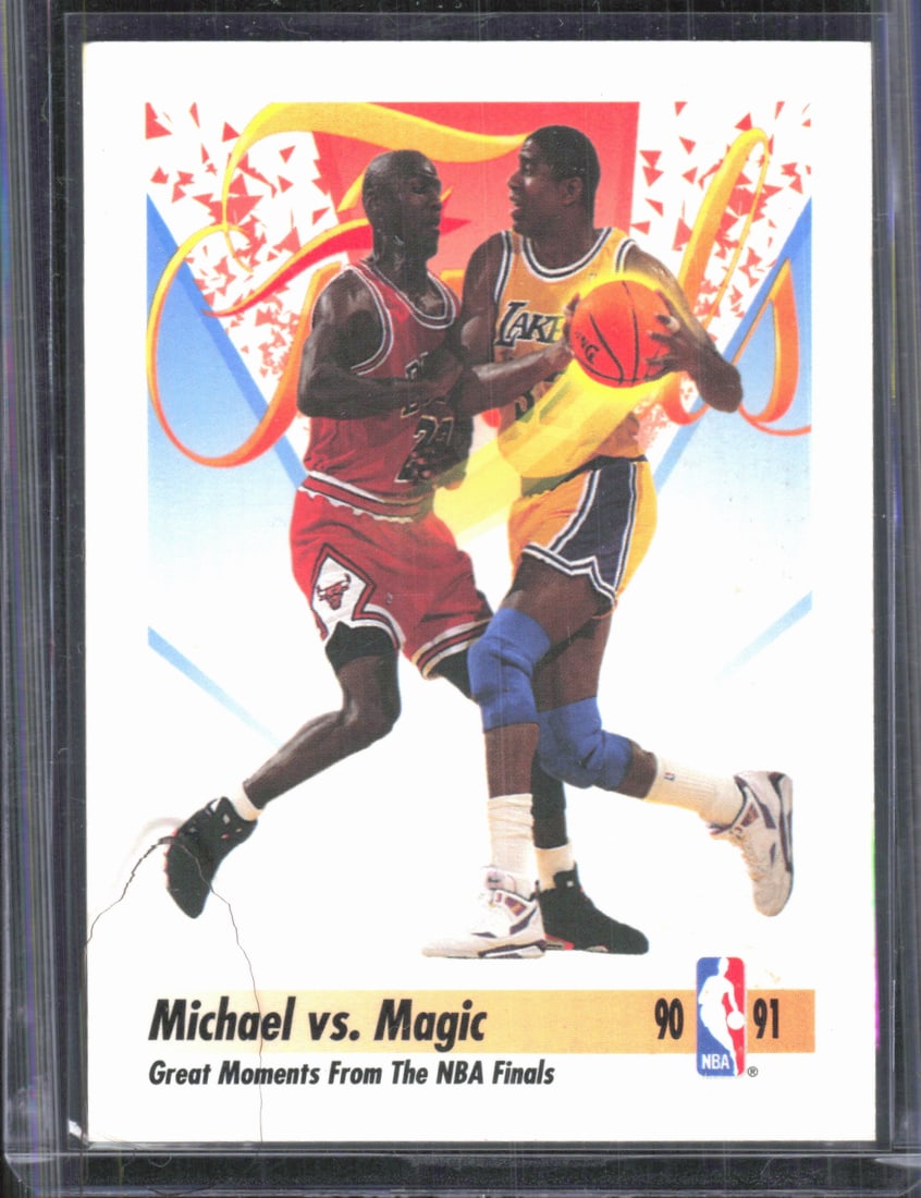 Michael Jordan vs Magic Johnson 1990-91 Skybox #333 Basketball Card, Bulls, Lakers, NBA (1 of 2)