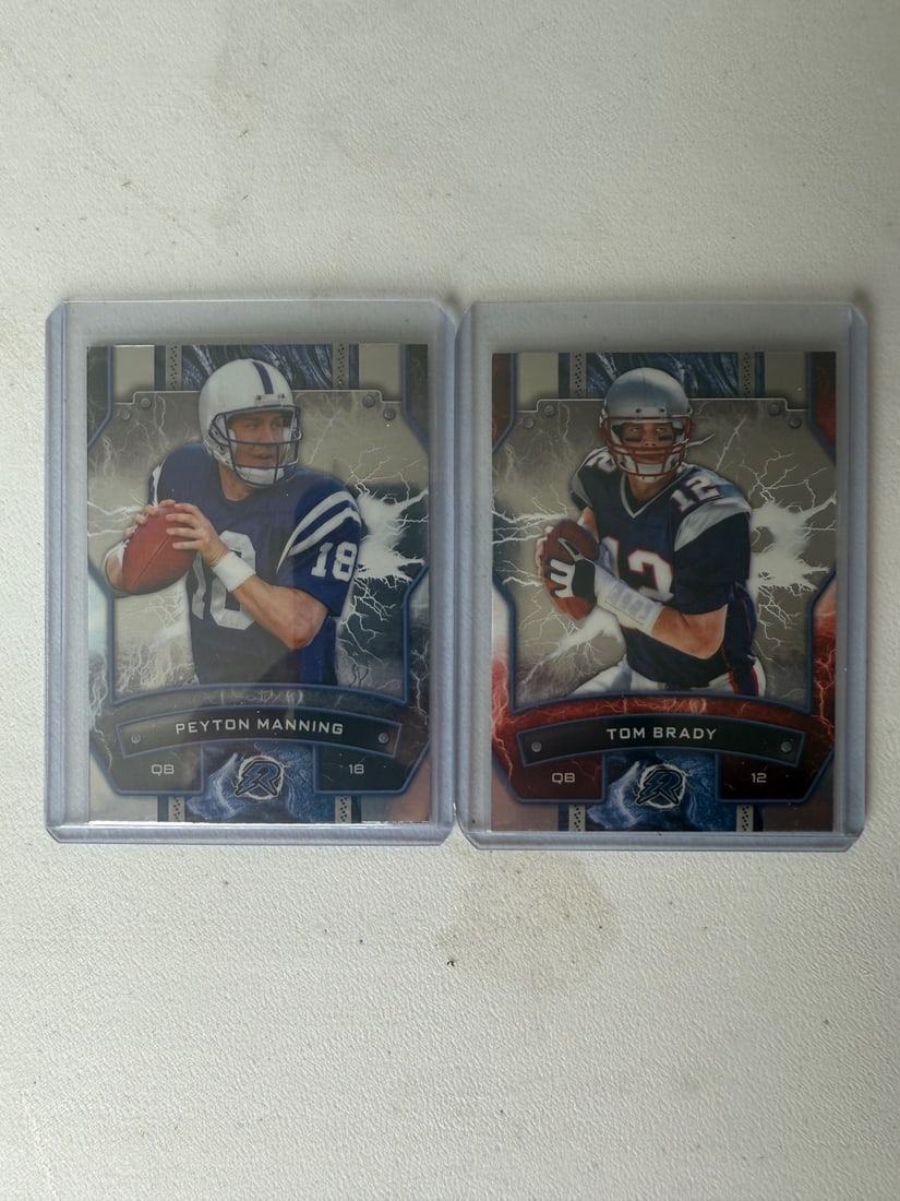 Tom Brady #67 & Peyton Manning #44 2025 Topps Refurgence Football Cards (1 of 2)
