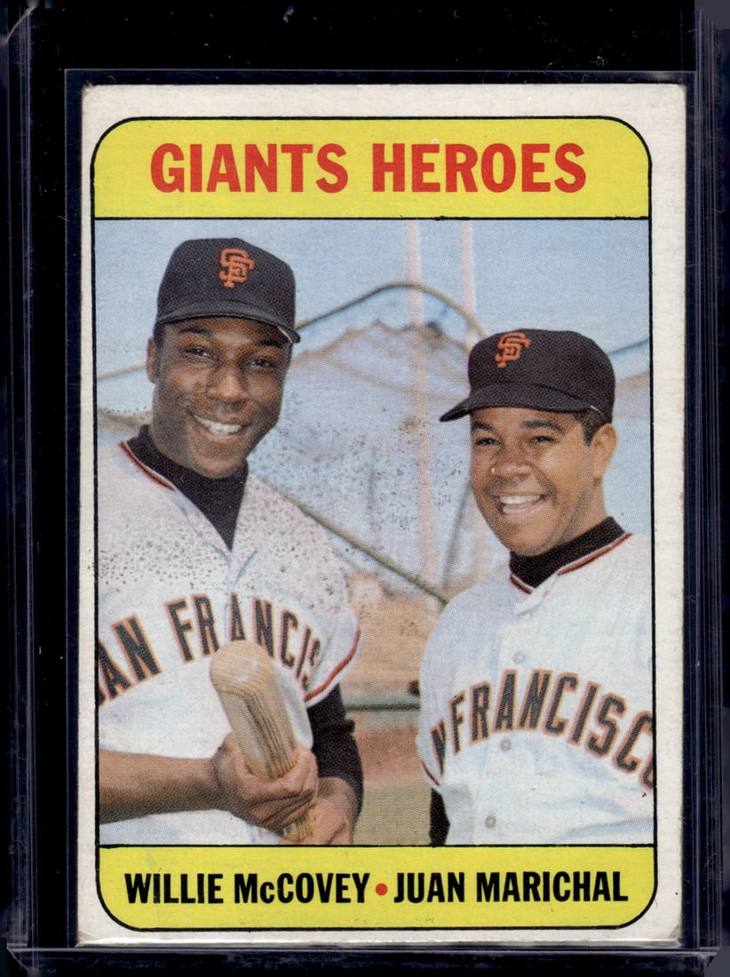 Willie McCovey/Juan Marichal Giants Heroes 1969 Topps #572 (some marks on surface see pics): Topps Baseball MLB Trading & Sports Cards, Sports Cards for Sale Near Me, World Series & Hall of Fame Players Memorabilia, Refractors, X-Fractors, Numbered, SP, SSP, Valuable Auction Memorabilia Lots 