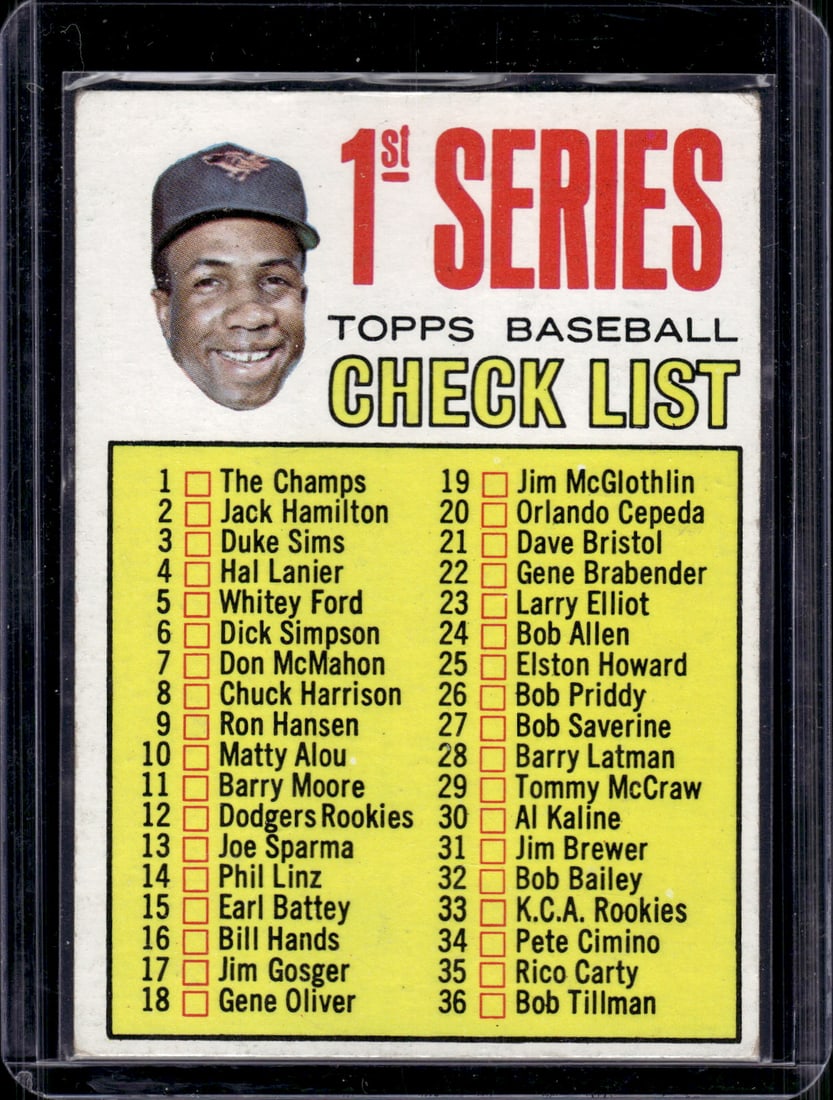 1967 Topps 1st Series Checklist #62 Frank Robinson on Front. Vintage Card (1 of 2)