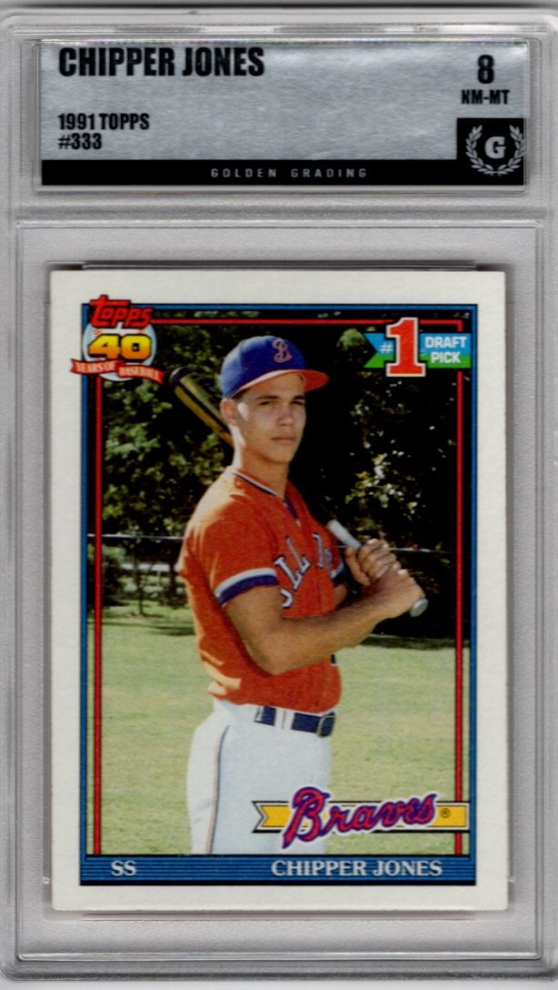 Chipper Jones Rookie Card 1991 Topps #333 Golden Grading 8 NM-MT (1 of 2)