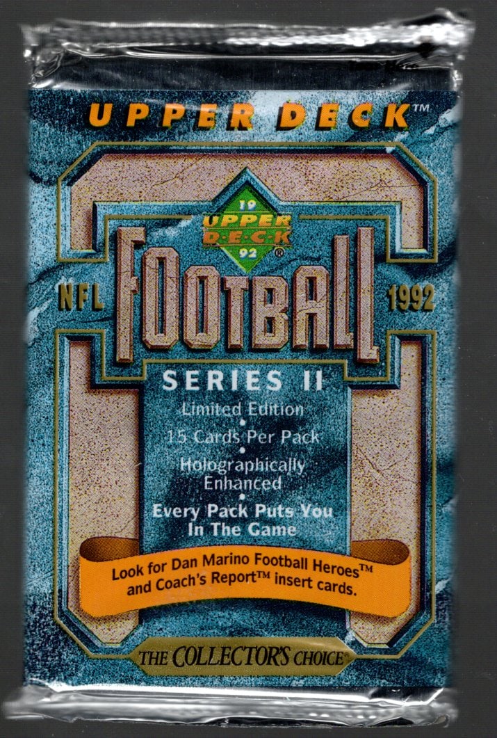 1992 Upper Deck Series 2 Vintage Football Card Retail Box Pack, NFL Trading Cards: Upper Deck Football NFL Trading & Sports Cards, Brett Favre Rookie Card, John Elway, Bo Jackson, Jerry Rice, Dan Marino, Deion Sanders, Old Sports Cards for Sale Near Me, Vintage Valuable Auction Comm