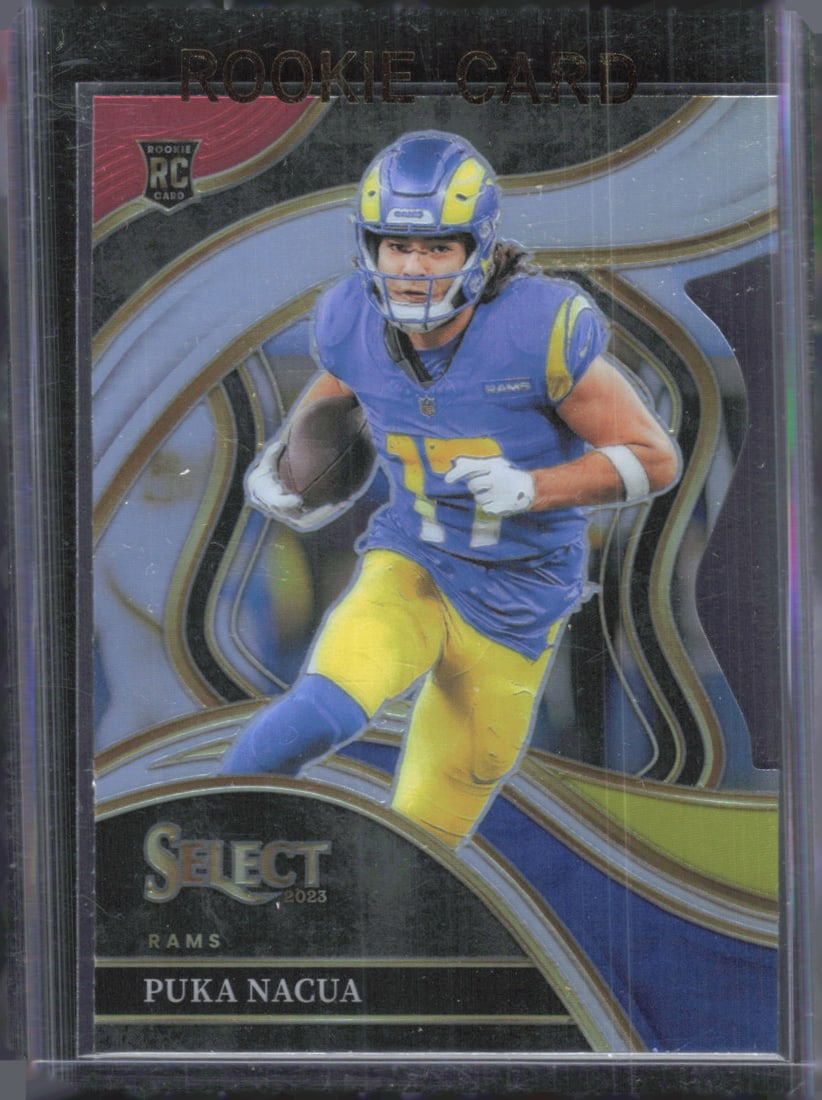 Puka Nacua Rookie Card 2023-24 Panini Select Red & Yellow Prizm Die Cut #224, Football Card (1 of 2)