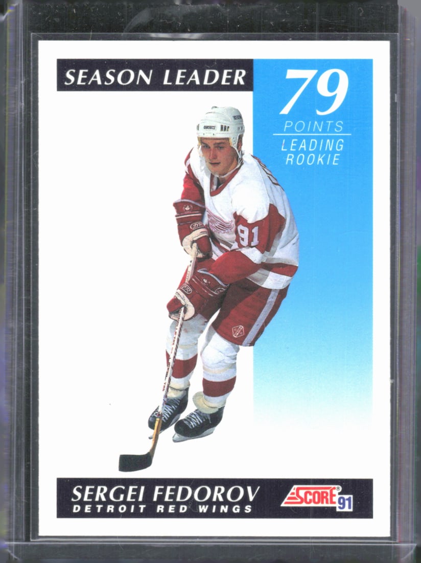 Sergei Fedorov Rookie Card Bilingual 1991 Score #298 Season Leader 79 Points, Hockey Card (1 of 2)