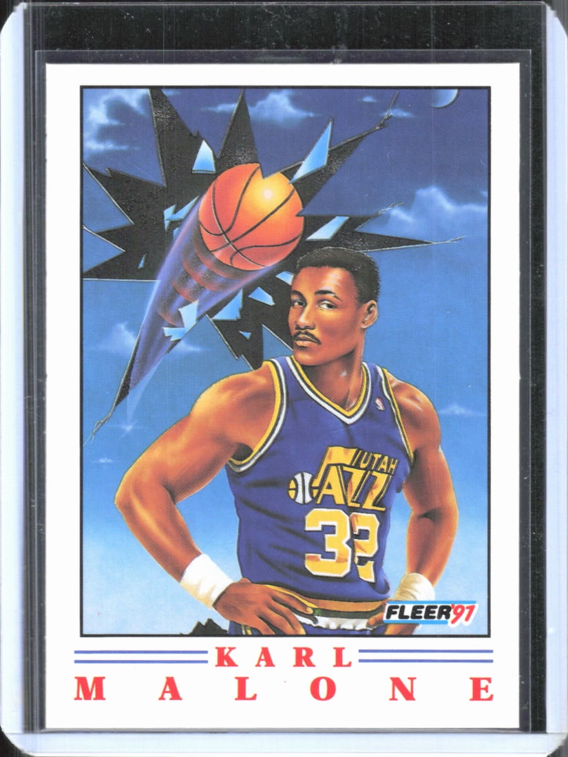 Karl Malone Pro-Vision Insert 1991 Fleer #5 of a Set of 6 Basketball Card, Utah Jazz (1 of 2)