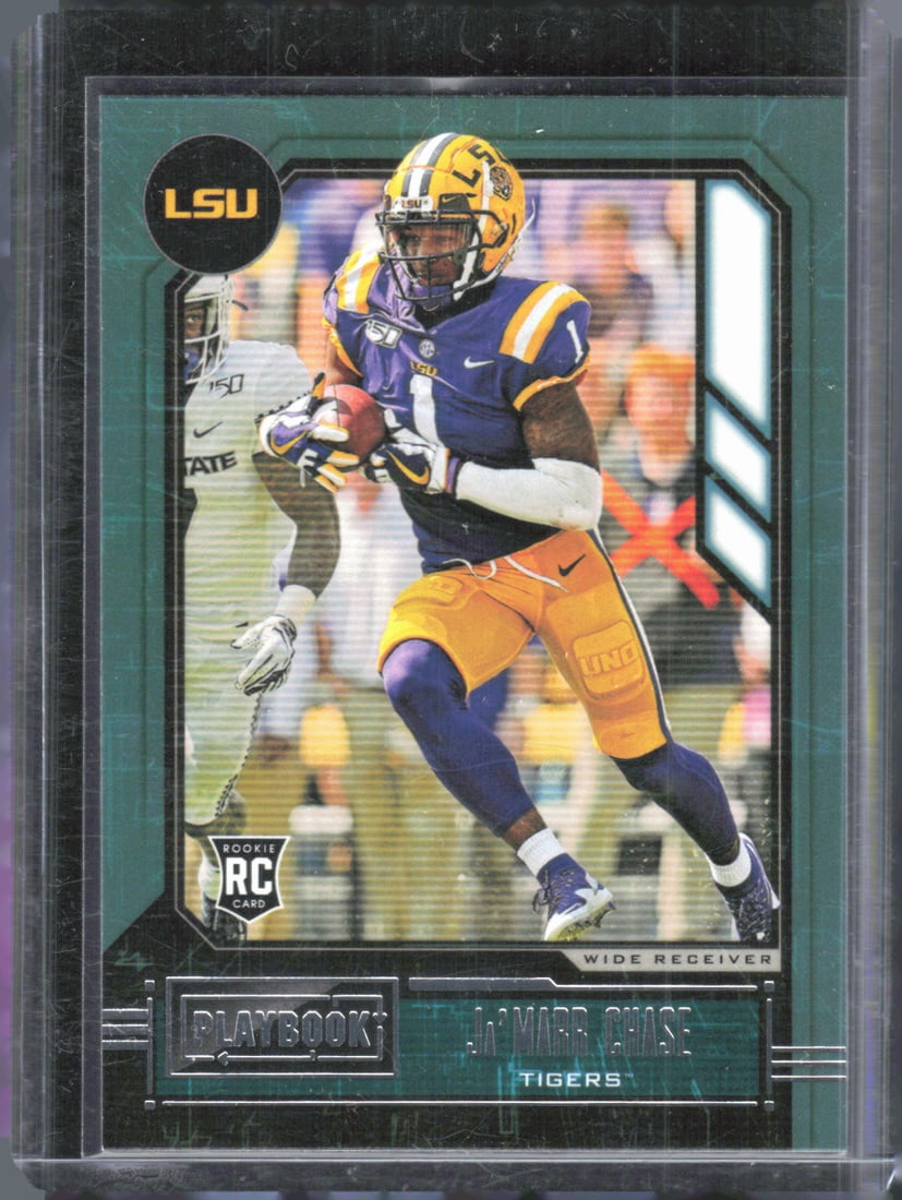 Ja'Marr Chase Rookie Card 2021 Panini chronicles Playbook Draft Picks #336, Football Card (1 of 2)