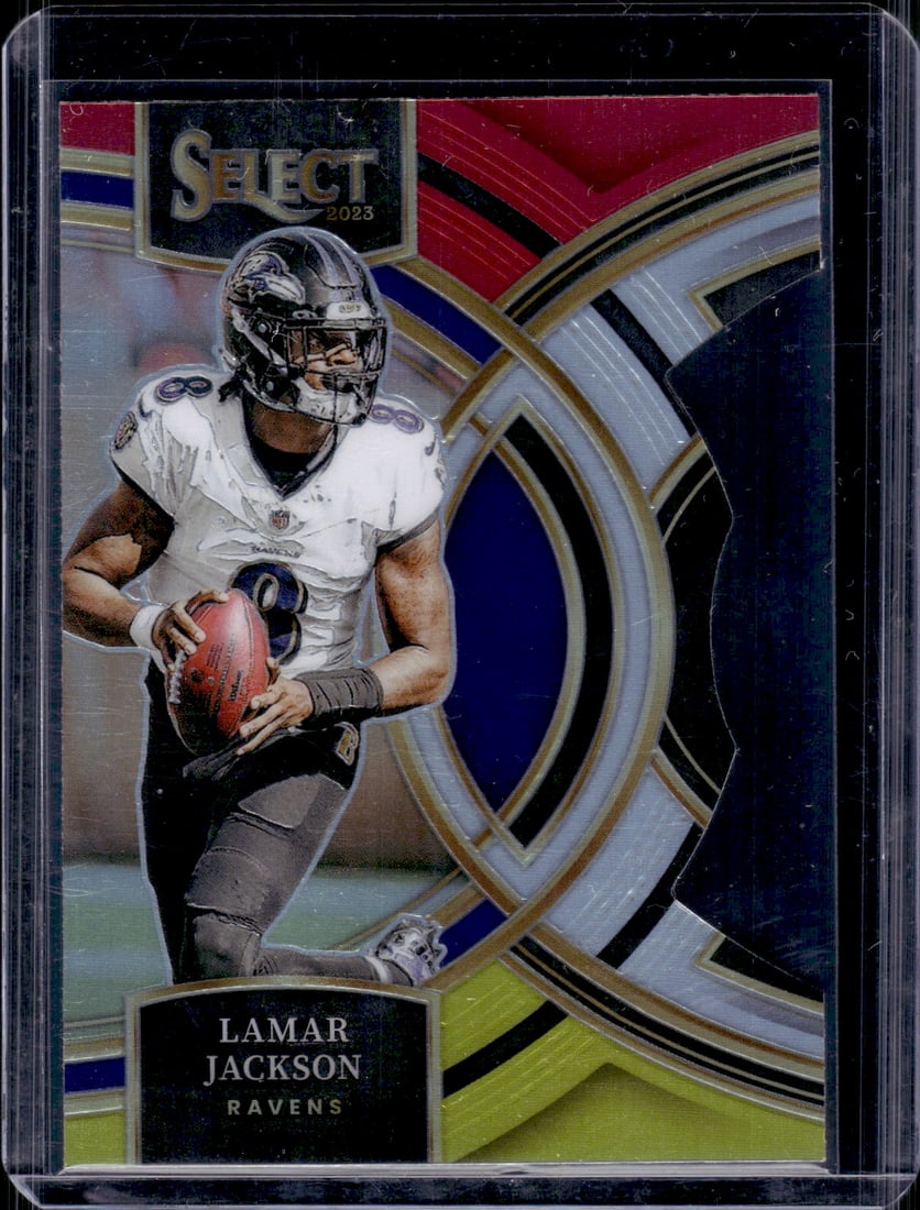 Lamar Jackson Yellow/Red Prizm Die Cut 2023 Select #190 Baltimore Ravens (1 of 2)