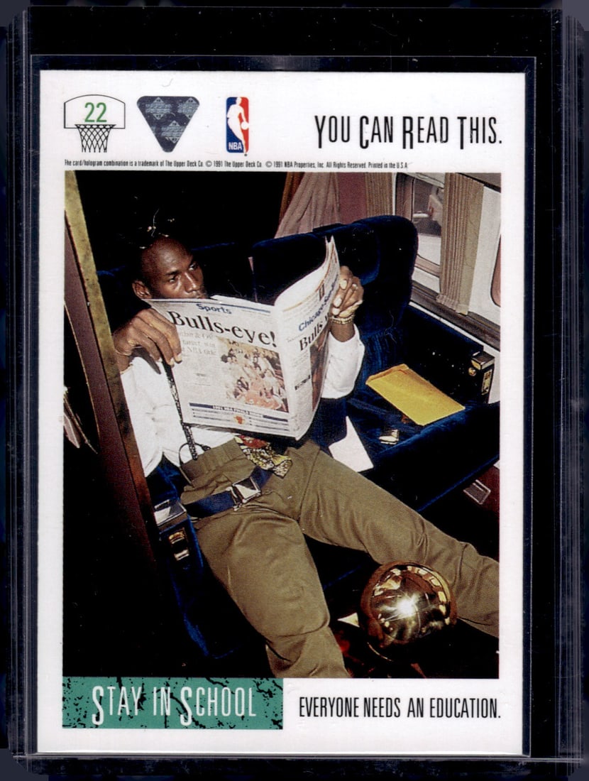 Michael Jordan If You Can Read This 1991-92 Upper Deck #22 Chicago Bulls: Upper Deck, Basketball NBA Trading & Sports Cards, Sports Cards for Sale Near Me, Chrome, Refractor, SP, SSP, Valuable Auction Memorabilia Lots Sold On Line, NBA Championship & Hall of Fame Player Car