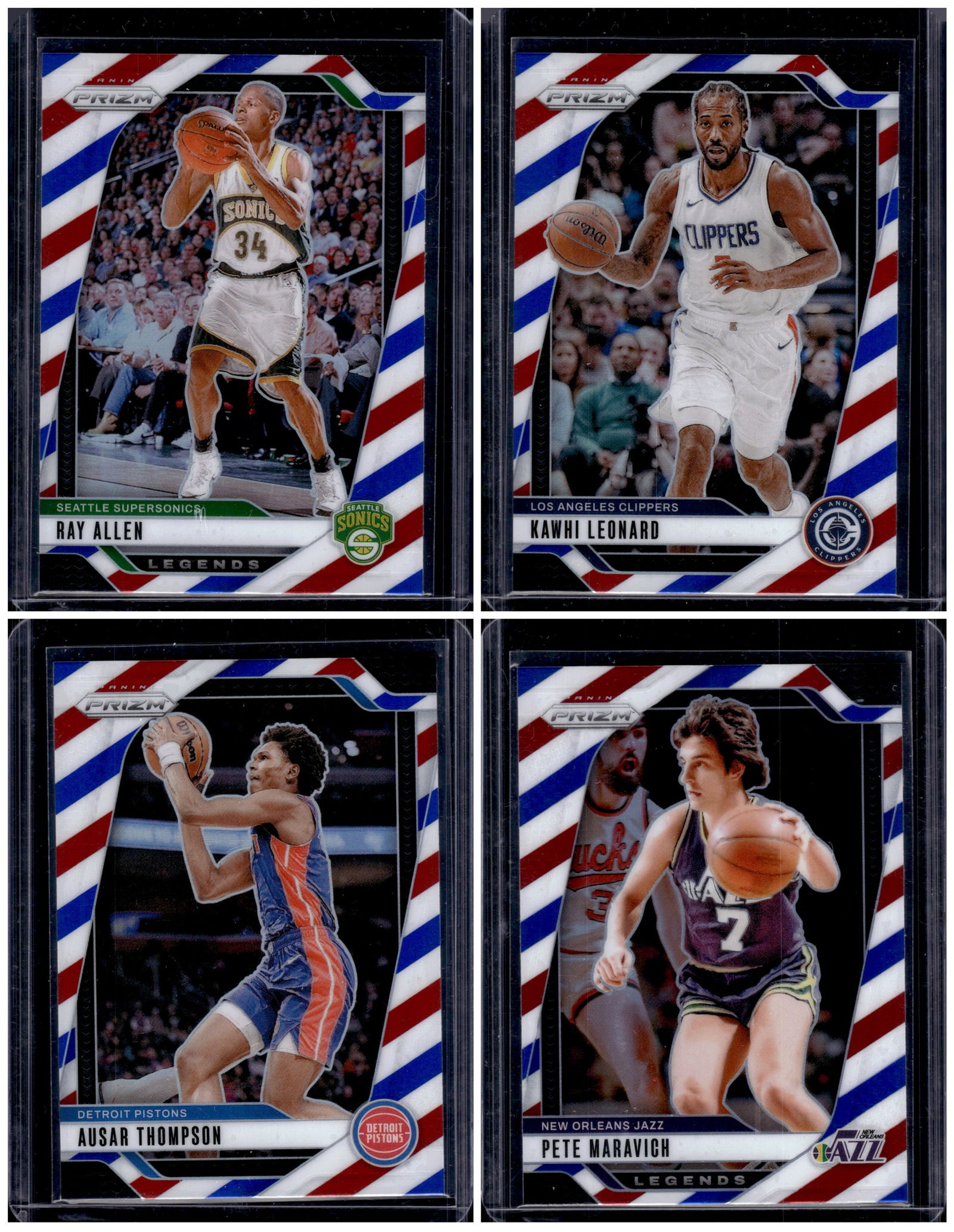 Lot of 4 2024-24 Panini Prizm NBA Red White Blue Prizms. Ray Allen, Kawhi, Ausar Thompson (1 of 1)