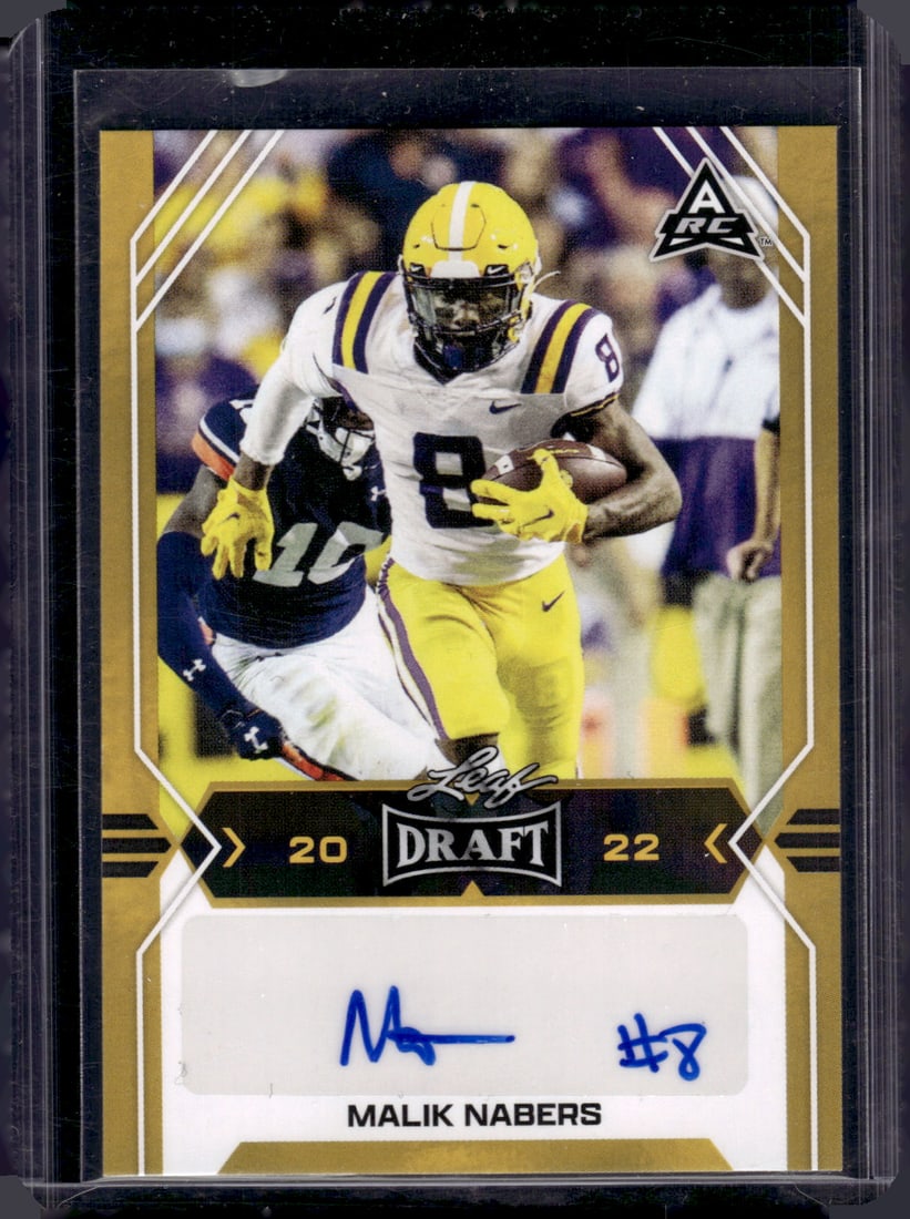 Malik Nabers Rookie Card Auto Gold 2022 Leaf Draft #BA-MN1 LSU Tigers, Giants (1 of 2)
